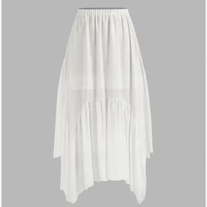 Summer BoHo, chiffon Elegant White Maxi Skirt